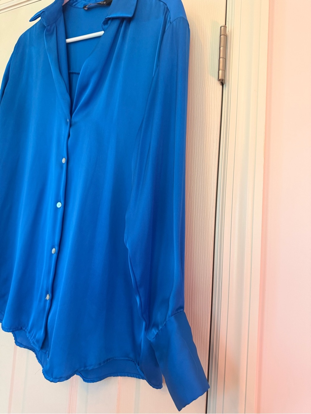 ZARA Cobalt Blue Satin Effect Blouse XS - Picture 5 of 8